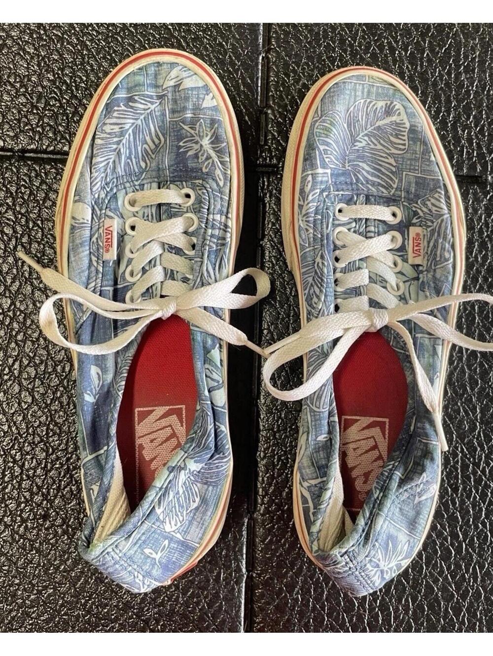 vans mens shoes 7 Tie Blue White Tropical Print